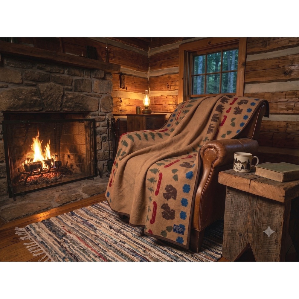 Pendleton Blanket USA 82% Wool Lodge Cabin Rustic Gorpcore Americana Bear Nature
